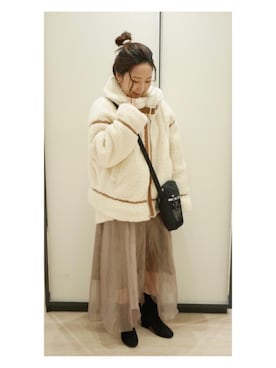 「透け感」｜「アイテム（その他アウター）」を使った、__im_mu__さん（レディース・146cm）の冬コーディネート
