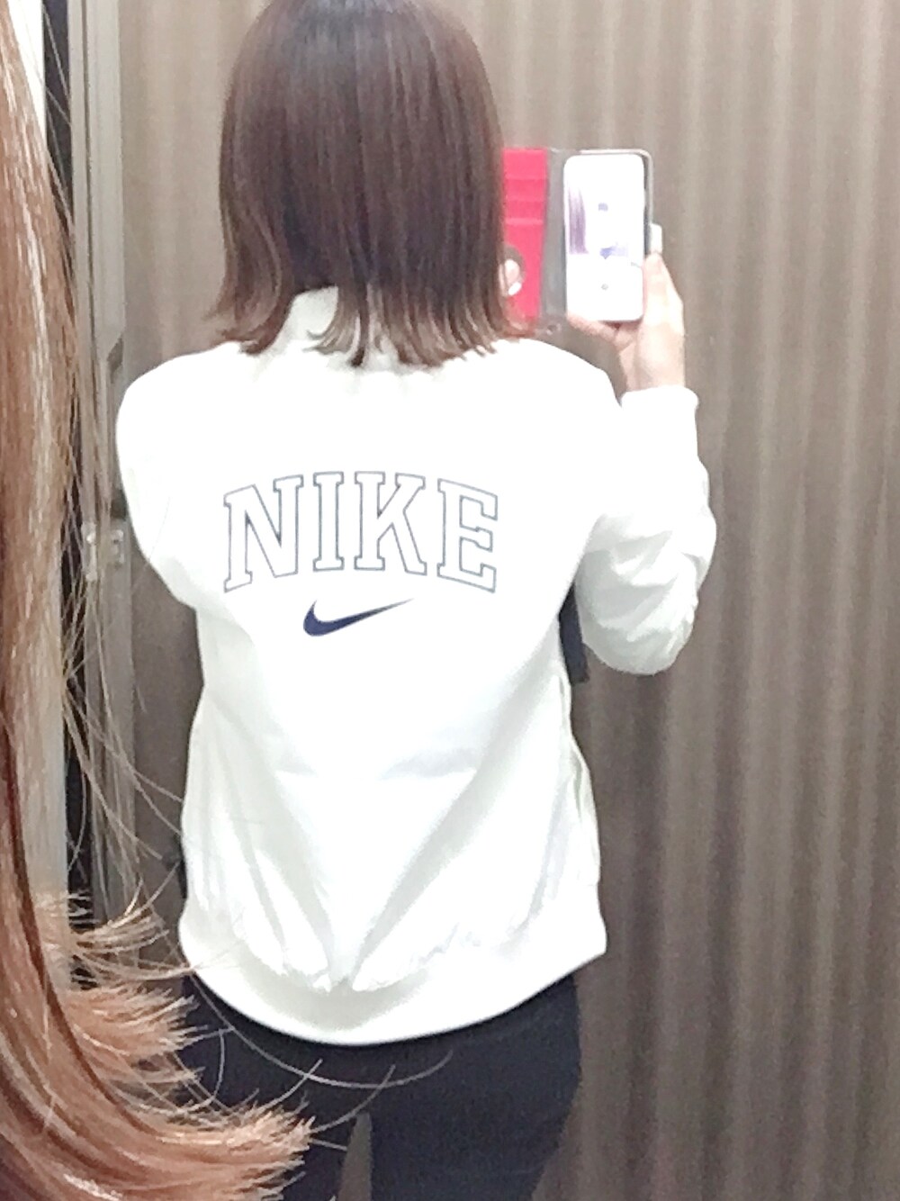 「カジュアル、低身長」｜「NIKEのアイテム（ブルゾン、ブラック系）」を使った、Cさん（レディース・154cm）の春コーディネートの1枚目の写真