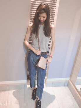 「アイテム（アナログ腕時計、ピンク系）」を使った、nanawear707さん（レディース・163cm）の春コーディネート