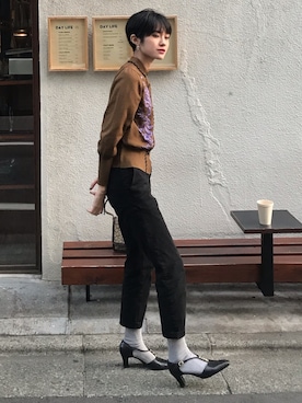 「Yves Saint Laurent（イヴサンローラン）のアイテム（パンプス）」を使った、マルさん（レディース・161cm）の冬コーディネート