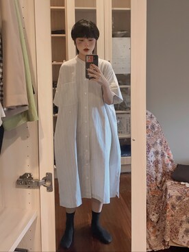 「アイテム（シャツワンピース）」を使った、マルさん（レディース・161cm・20代）の夏コーディネート