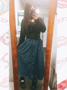 「SPINNS（スピンズ）のアイテム（デニムスカート）」を使った、キャベ子さん（レディース・156cm）の春コーディネート