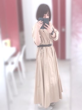 「coca（coca）（コカ）のアイテム（シャツワンピース）」を使った、キャベ子さん（レディース・156cm）の夏コーディネート