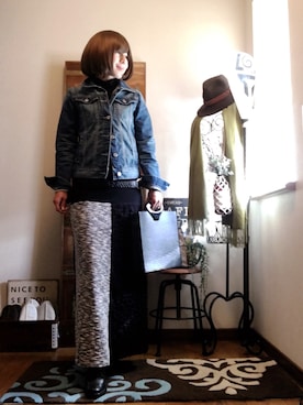 「antiqua」｜「アイテム（デニムジャケット）」を使った、𝓮𝓽𝓼𝓾*さん（レディース・157cm）の秋コーディネート