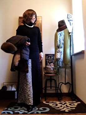 「ウィッグ」｜「アイテム（ダウンジャケット/コート）」を使った、𝓮𝓽𝓼𝓾*さん（レディース・157cm）の冬コーディネート