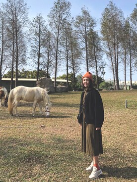 「UNIQLO（ユニクロ）のアイテム（ジャケット/アウター、ブラック系）」を使った、Carinaさん（レディース）の夏コーディネート