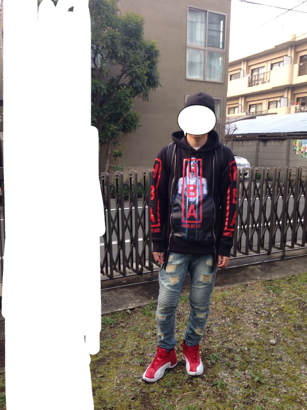 「HOOD BY AIR、hba、stampd'LA、Jordan、YhojiYamamoto、GIVENCHY、パーカー、キャップ、バックパック、デニム」｜「HOOD BY AIRのアイテム（パーカー、ブラック系）」を使った、メジロマックイーン🐴さん（メンズ・178cm）の春コーディネートの1枚目の写真