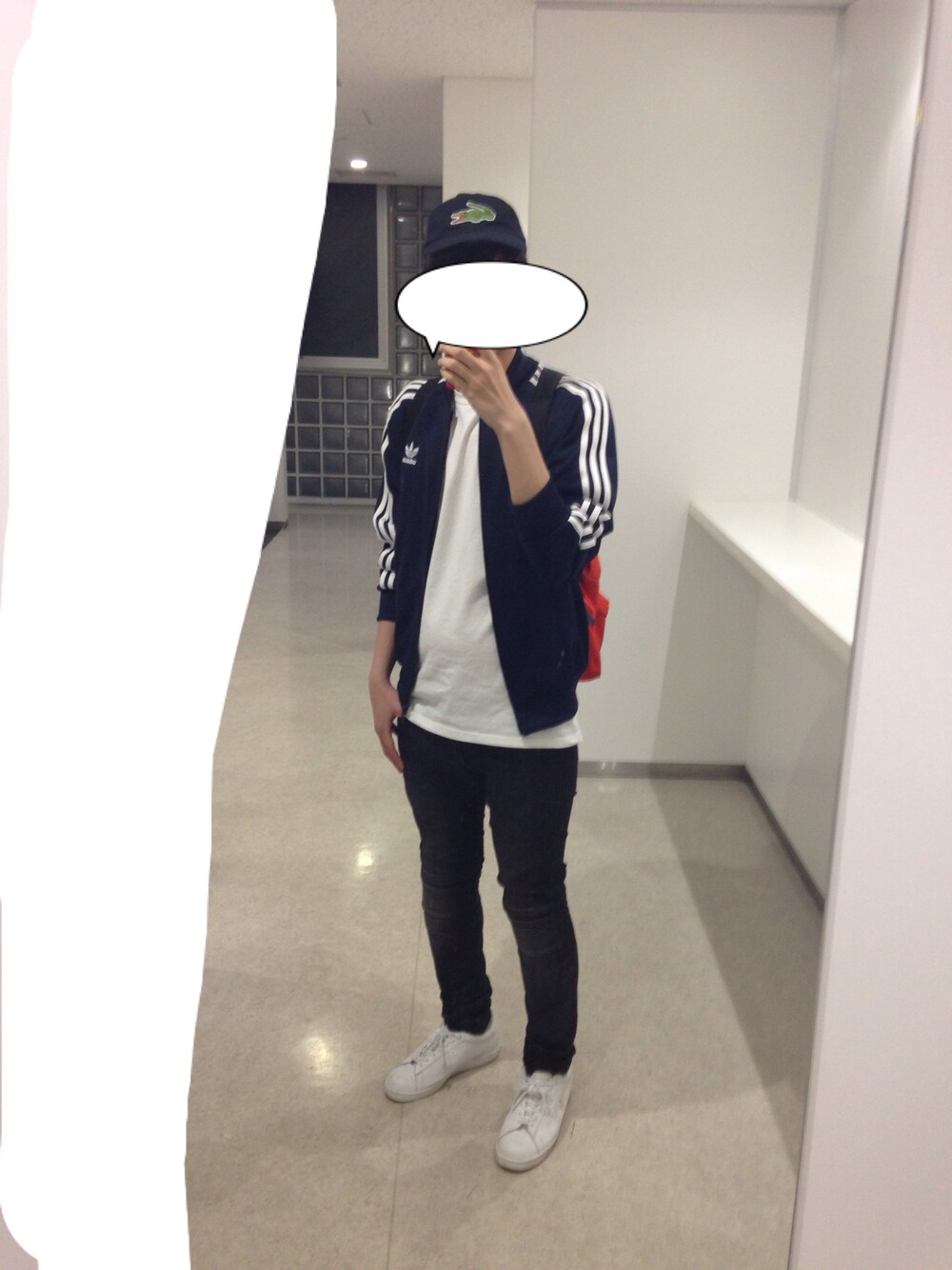 「adidas、coen、neilbarrett、LACOSTE、スニーカー、キャップ、ジャージ、トラックジャケット」｜「attack the mind 7のNEW ADDICKS  “SUPER SMITH” RCG GOLD（スニーカー、ホワイト系）」を使った、メジロマックイーン🐴さん（メンズ・178cm）の夏コーディネートの1枚目の写真