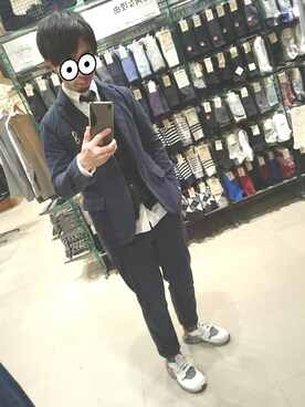 「JOURNAL STANDARD（ジャーナルスタンダード）のアイテム（セットアップ、ブルー系）」を使った、クラックス三世(梅味)さん（メンズ・170cm）の春コーディネート