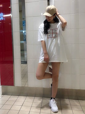 「SPIRALGIRL（スパイラルガール）のアイテム（帽子）」を使った、NOZOMI TANAKAさん（レディース・158cm）の春コーディネート