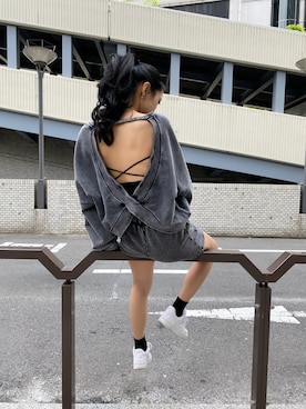 「SPIRALGIRL（スパイラルガール）のアイテム（スウェットパンツ）」を使った、NOZOMI TANAKAさん（レディース・158cm）の春コーディネート