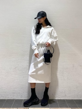 「ハーフZIPトップス」｜NOZOMI TANAKAさん（レディース・158cm）の冬コーディネート