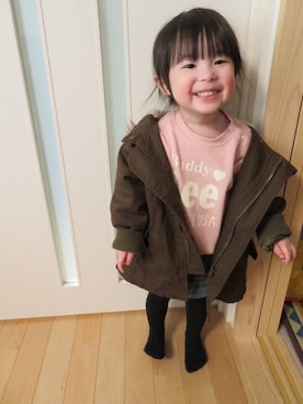 「BRANSHES（ブランシェス）のアイテム（モッズコート）」を使った、SOKI♥RINKAさん（キッズ・90cm）の冬コーディネート