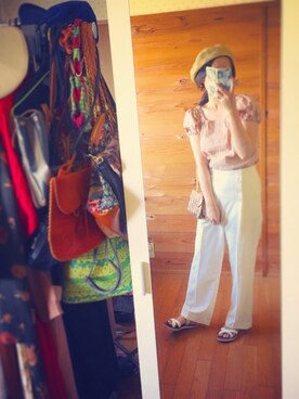 「むぎわらベレー帽」｜sana_＊さん（レディース・155cm）の夏コーディネート