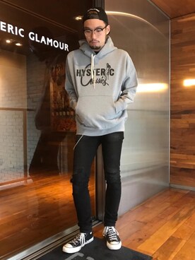 「hystericglamour」｜「アイテム（財布/小物）」を使った、DUKASHUNさん（メンズ・175cm）の秋コーディネート