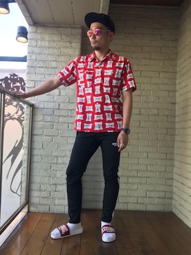 「エンジニアシャツ」｜DUKASHUNさん（メンズ・175cm）の夏コーディネート
