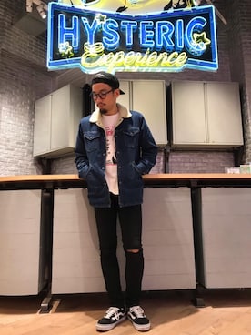 「ランチコート」｜「アイテム（デニムパンツ）」を使った、DUKASHUNさん（メンズ・175cm）の秋コーディネート