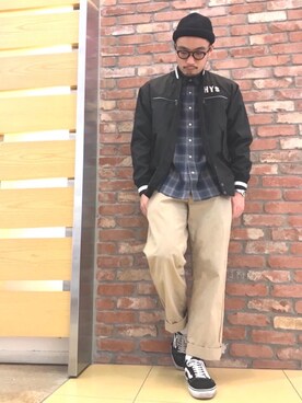 「ウエスタンシャツ」｜「アイテム（スタジャン）」を使った、DUKASHUNさん（メンズ・175cm）の春コーディネート