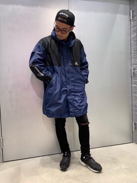 「HYSTERIC GLAMOUR（ヒステリックグラマー）のHYS WHISKY柄 刺繍キャップ（キャップ）」を使った、DUKASHUNさん（メンズ・175cm）の秋コーディネート