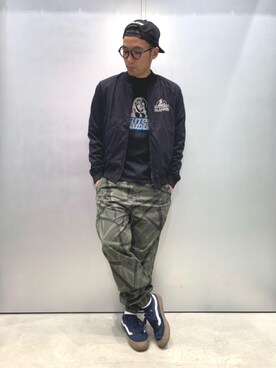 「HYSTERIC GLAMOUR（ヒステリックグラマー）のHYS WHISKY柄 刺繍キャップ（キャップ）」を使った、DUKASHUNさん（メンズ・175cm）の秋コーディネート