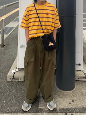 「Adoon plain（アドーンプレーン）のアイテム（Tシャツ/カットソー）」を使った、OHJIさん（メンズ・169cm）の夏コーディネート