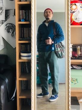 「CHUMS（チャムス）のアイテム（パーカー）」を使った、Da镇さん（メンズ・170cm）の秋コーディネート