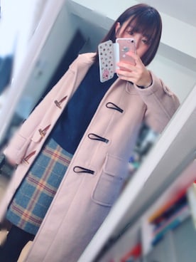 「earth music&ecology（アースミュージックアンドエコロジー）のアイテム（ダッフルコート）」を使った、まるまるさん（レディース・155cm）の冬コーディネート