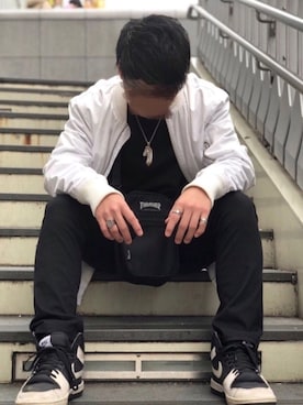 「ストリートファッション」｜「アイテム（MA-1）」を使った、SÜNNŸさん（メンズ・168cm）の冬コーディネート