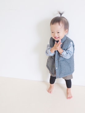 「BRANSHES（ブランシェス）のアイテム（ジャケット/アウター、グレー系）」を使った、陽 菜 ❥︎さん（キッズ・80cm）の秋コーディネート