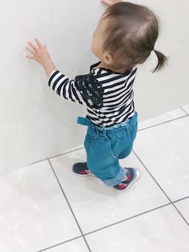 「ネット通販のアイテム（Tシャツ/カットソー、ブラック系）」を使った、陽 菜 ❥︎さん（キッズ・80cm）の秋コーディネート