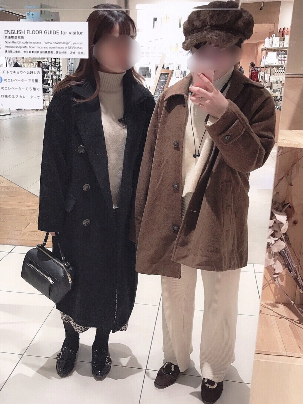 「冬、リブパンツ、ニット、ファー小物、レオパード、アウター、ブラウン、韓国ファッション、EASTBOY、新宿」｜「audrey and john wadのアイテム（キャスケット、ブラウン系）」を使った、𝓼𝓱𝓲𝓸さん（レディース・157cm）の冬コーディネートの1枚目の写真