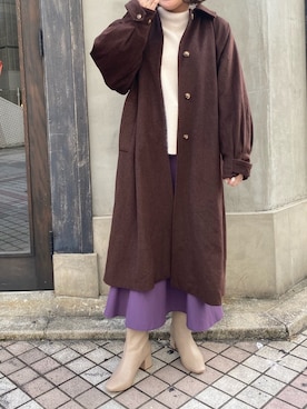 「Omekashi（オメカシ）のアイテム（ステンカラーコート）」を使った、hayataさん（レディース・164cm）の秋コーディネート