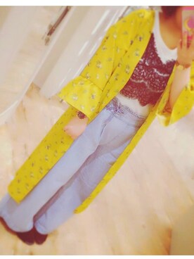 「シャツディガン」｜𝕡𝕠𝕟さん（レディース・150cm）の夏コーディネート