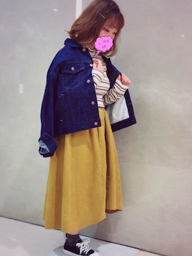 「earth music&ecology（アースミュージックアンドエコロジー）のアイテム（デニムジャケット）」を使った、𝕡𝕠𝕟さん（レディース・150cm）の秋コーディネート