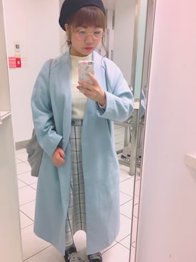 「earth music&ecology（アースミュージックアンドエコロジー）のアイテム（ノーカラージャケット）」を使った、𝕡𝕠𝕟さん（レディース・150cm）の秋コーディネート