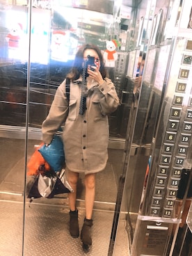 「Chico（チコ）のアイテム（ピーコート）」を使った、Nina 🇹🇼さん（レディース・158cm）の冬コーディネート
