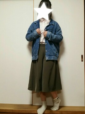「花見」｜「アイテム（デニムジャケット）」を使った、えむさん（レディース・155cm）の春コーディネート