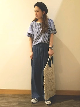 「LEPSIM（レプシィム）のアイテム（ハンチング/ベレー帽）」を使った、chiakiさん（レディース・161cm）の春コーディネート