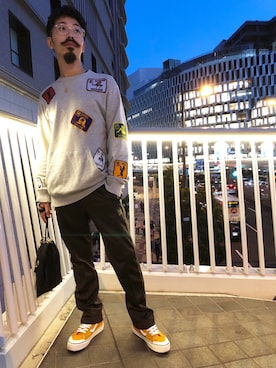 「Chrome Hearts」｜「アイテム（スウェット）」を使った、バナ夫さんさん（メンズ・170cm）の秋コーディネート