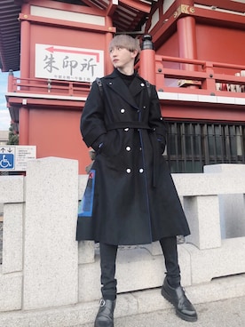 「DIESEL（ディーゼル）のアイテム（トレンチコート）」を使った、せなっくすさん（メンズ・173cm）の冬コーディネート