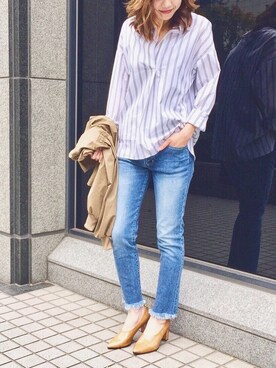 「STUDIOUS（ステュディオス）のアイテム（ブルゾン）」を使った、naaaさん（レディース・162cm）の春コーディネート