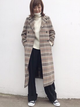 「STUDIOUS（ステュディオス）のアイテム（チェスターコート）」を使った、naaaさん（レディース・162cm）の秋コーディネート