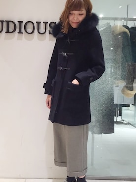 「STUDIOUS（ステュディオス）のアイテム（ダッフルコート）」を使った、naaaさん（レディース・162cm）の秋コーディネート