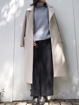 「STUDIOUS（ステュディオス）のアイテム（チェスターコート）」を使った、naaaさん（レディース・162cm）の秋コーディネート