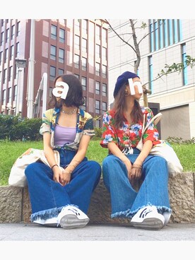 「a.g.plus（エージープラス）のアイテム（バッグ）」を使った、AZUSAさん（レディース・163cm）の夏コーディネート