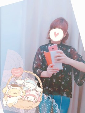 「セカンドストリートのアイテム（シャツ/ブラウス、ブラック系）」を使った、ちゅうさん（レディース・160cm）の春コーディネート