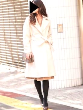 「GU（ジーユー）のアイテム（シャツワンピース、ベージュ系）」を使った、はるかさん（レディース・145cm）の冬コーディネート