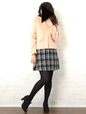 「JILL by JILL STUART（ジルバイジルスチュアート）の【CanCam 12月号掲載】Vネックカラードレス（ワンピース、ブラック系）」を使った、はるかさん（レディース・145cm）の冬コーディネート