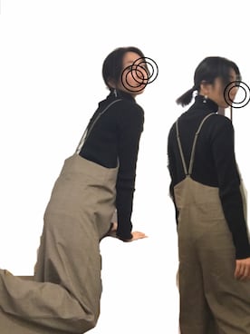 「titivate（ティティベイト）のアイテム（サロペット/オーバーオール）」を使った、bomaiさん（レディース・154cm）の冬コーディネート