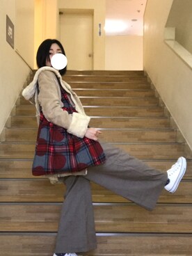 「titivate（ティティベイト）のアイテム（サロペット/オーバーオール）」を使った、bomaiさん（レディース・154cm）の冬コーディネート